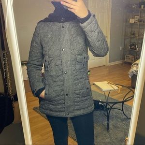 Zara coat/jacket black&white with hood.